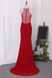 2024 Prom Dresses Scoop Mermaid Spandex With Beading PFG7DM1P