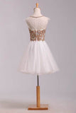 2024 Lovely Homecoming Dresses A Line White Scoop Short/Mini PHZ8GBLM