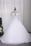 2024 New Wedding Dress A-Line Scoop Long Sleeves Tulle Court Train PF99PYZP