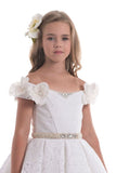 2024 Off The Shoulder A Line Lace Flower Girl Dresses With P9XNHC98