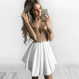 Cute A Line Spaghetti Straps V Neck Short Above Knee Homecoming Dress with Pleats