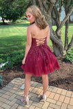 A-line Sleeveless Appliques Tulle Short Homecoming Dresses