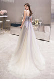 Beauty Spaghetti Straps Ombre Tulle Long Elegant Princess Prom Dresses