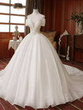 Pretty Sequin Shiny Ball Gown Modest Long Wedding Dresses Bridal Gowns