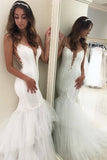 2024 Mermaid Spaghetti Straps Wedding Dresses Tulle With Applique P3RJ96YA