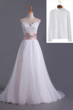 2024 Muslim Wedding Dresses Sweetheart A Line With Applique And Beads PZC81TAT