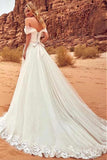Charming Off The Shoulder Tulle Long Beach Wedding Dress With STGPYAQGZNX