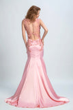 2024 Prom Dresses Scoop Mermaid Elastic Satin With Applique And Beads Sweep P6SJ6KPR
