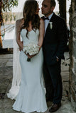 Sheath Sweetheart Sleeveless With Ruffles Satin Wedding Dresses, Beach Bridal Dresses STG15374