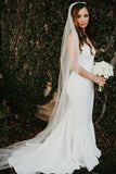 Sheath Sweetheart Sleeveless With Ruffles Satin Wedding Dresses, Beach Bridal Dresses STG15374