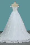 2024 Off The Shoulder A Line Tulle Wedding Dresses P5P3HRLA