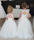 Princess Ivory Flower Girl Dresses with Lace Appliques, Cute Little Girl Dress STG15590
