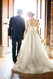 2024 New Arrival V Neck Long Sleeves Tulle With Applique Wedding Dresses PBGA4H7Q