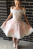 2024 Homecoming Dresses Boat Neck Tulle With Applique Short/Mini PF2HK4KM