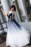 Ombre Prom Dresses Spaghetti Straps A Line Ball Gown