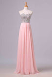 2024 Prom Dresses A-Line Sweetheart Chiffon Floor Length With PKPLH3JJ