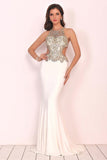 2024 Prom Dresses Scoop Beaded Bodice Mermaid Spandex PX69NZA7