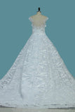 2024 New Arrival Wedding Dresses A Line Scoop Tulle With P8N7AKGT