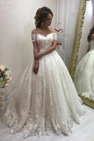 2024 Off The Shoulder A Line Wedding Dresses Tulle With P5CHGPQ6