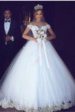 2024 New Wedding Dress Off The Shoulder A-Line Off-The-Shoulder Court Train Tulle P3CKDETG