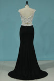 2024 New Arrival Prom Dress Two Pieces Mermaid With Beading Spandex Slit PRFJRKRF