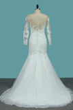 2024 Lace Mermaid V Neck Long Sleeve Wedding Dresses PPL7XFXP