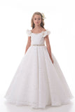 2024 Off The Shoulder A Line Lace Flower Girl Dresses With P9XNHC98