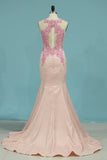 2024 Prom Dresses Scoop See-Through Mermaid Elastic PBRC3LY9