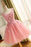 2024 A Line Scoop Homecoming Dresses Tulle With Applique PA1QAAGD