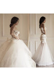 2024 Mermaid Scoop Wedding Dresses Tulle With Applique Sweep P9R142CS