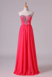 2024 Prom Dresses Sweetheart A Line Chiffon With Ruffles P4MAZKBB