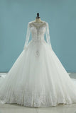 2024 Gorgeous Scoop Wedding Dresses Glitter Tulle With Beading Zipper Back P5B1FYFH