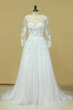 2024 Hot Long Sleeves Wedding Dresses Scoop Tulle With P3GHM5MA