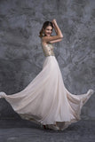 2024 Prom Dresses A-Line Scoop Beaded Bodice Floor-Length Chiffon Zipper PM8C45BY