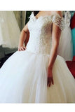 2024 Off The Shoulder Wedding Dresses A Line Tulle With Beading Court P67NHGJ5