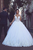 2024 Off The Shoulder Wedding Dresses Tulle With Applique A Line PY17268N