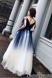 Ombre Prom Dresses Spaghetti Straps A Line Ball Gown