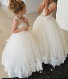 Princess Ivory Flower Girl Dresses with Lace Appliques, Cute Little Girl Dress STG15590