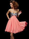 A-Line/Princess Sweetheart Sleeveless Beading Short Chiffon Homecoming Dresses TPP0008597