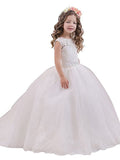 Ball Gown Sleeveless Scoop Floor-Length Tulle Flower Girl Dresses TPP0007692