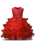 Ball Gown Sleeveless Scoop Ruffles Tea-Length Organza Flower Girl Dresses TPP0007678