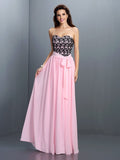 A-Line/Princess Sweetheart Lace Sleeveless Long Chiffon Dresses TPP0004309