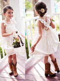 A-Line/Princess Sleeveless Square Knee-Length Lace Chiffon Flower Girl Dresses TPP0007655