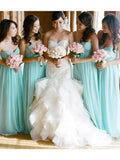 A-Line/Princess Sleeveless Sweetheart Floor-Length Chiffon Bridesmaid Dresses TPP0005683