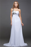 A-Line/Princess One-Shoulder Sequin Lace Sleeveless Long Chiffon Dresses TPP0004389