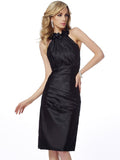 Sheath/Column Bateau Sleeveless Applique Short Elastic Woven Satin Homecoming Dresses TPP0008692