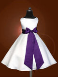 A-line/Princess Scoop Sleeveless Bowknot Long Satin Flower Girl Dresses TPP0007671