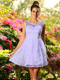 A-Line/Princess Bateau Sleeveless Short Lace Bridesmaid Dresses TPP0005581