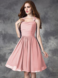 A-line/Princess Straps Ruffles Sleeveless Short Chiffon Bridesmaid Dresses TPP0005517