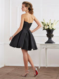 A-Line/Princess Sweetheart Sleeveless Beading Short Taffeta Homecoming Dresses TPP0008723